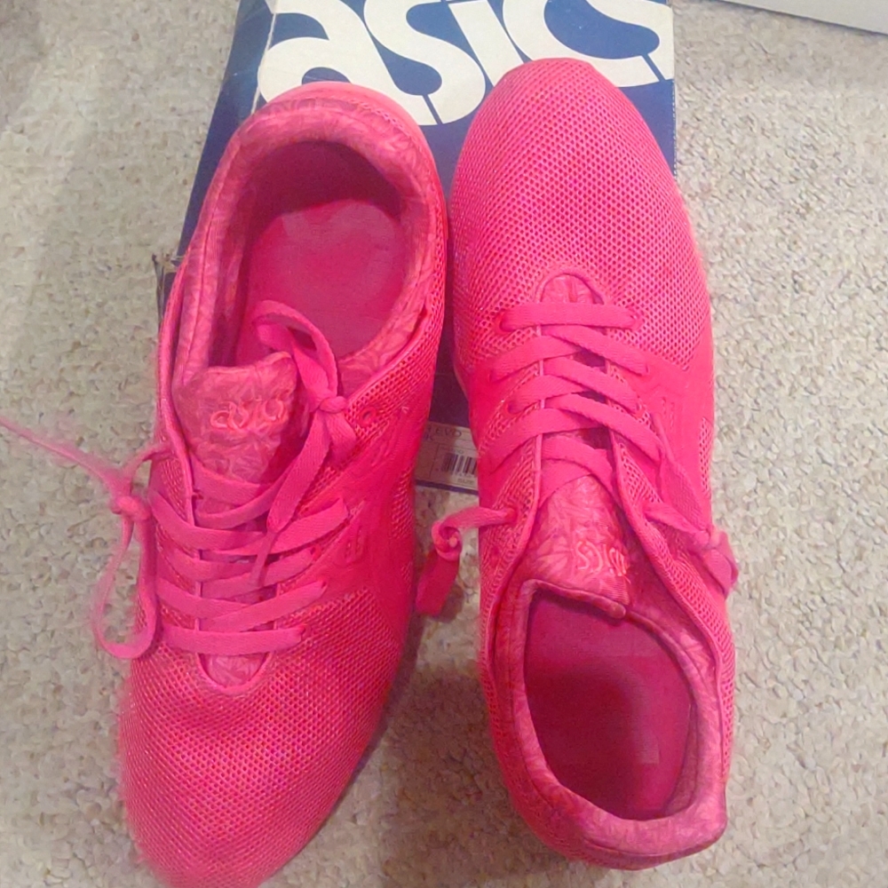 Asics, men neon pink shoes